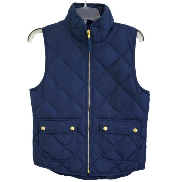 Woolrich Women's Navy Blue Full Zip Quilted Vest Duck Down Feather Filled Size S - Picture 1 of 9